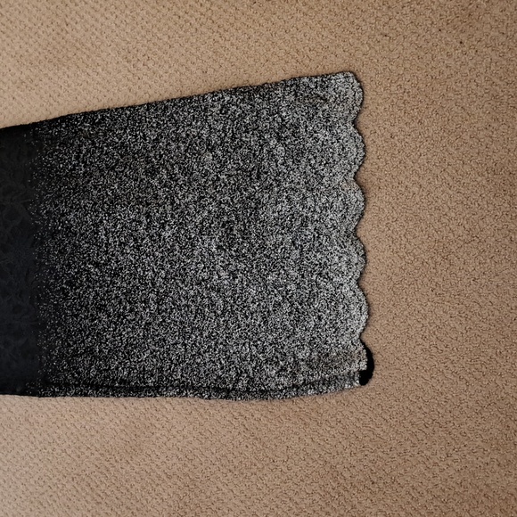 MARINA Black&Silver Ombre Knit Maxi Off Shoulder Cocktail Dress w/ 3/4 Sleeve 8 - Picture 5 of 12